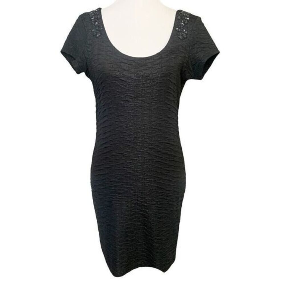 FREE PEOPLE Bringing Sexy Back Black Metallic Beaded Mini‎ Dress Size Medium